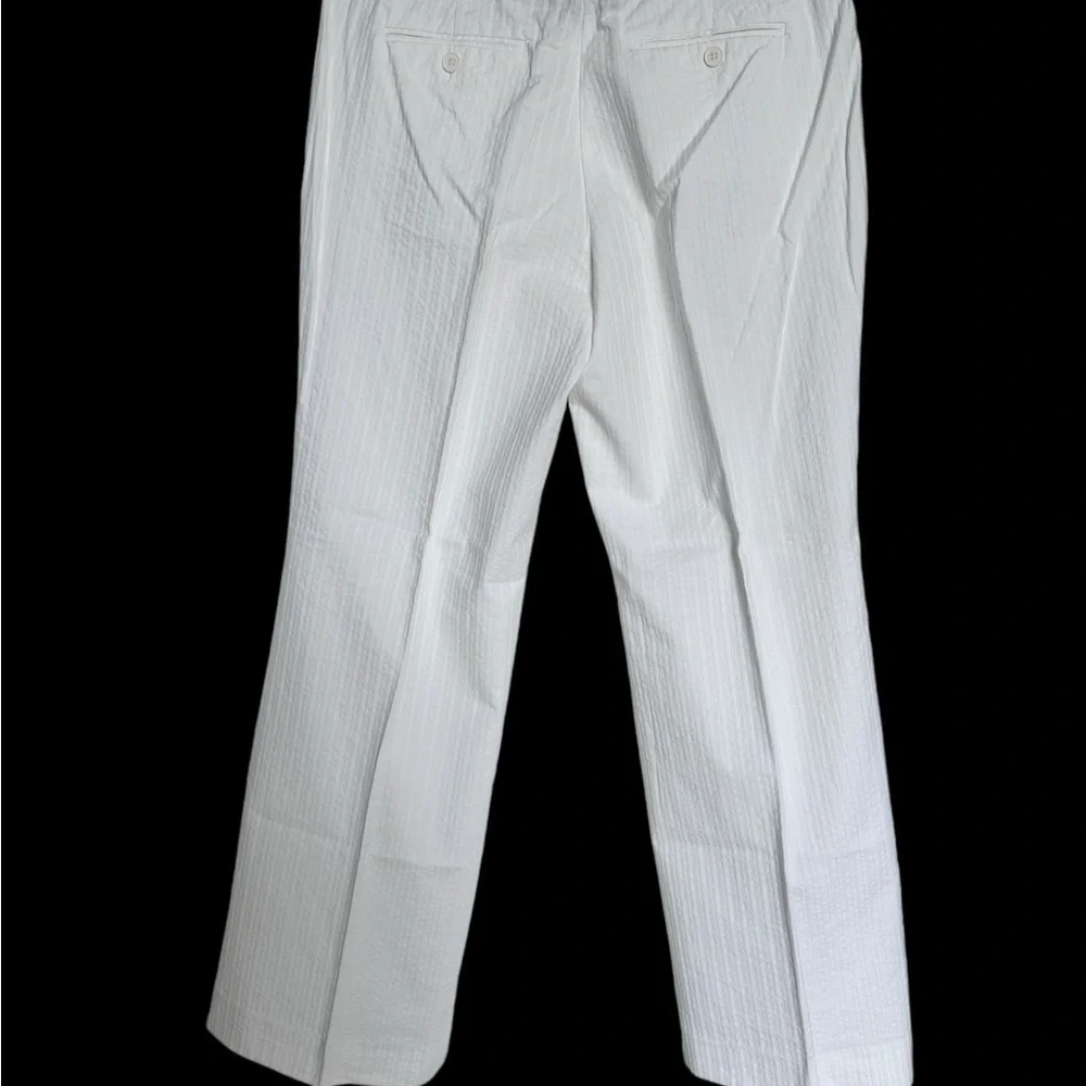 New York & Company White Ribbed Cotton Straight Leg Pants Size 6 - Picture 2 of 4